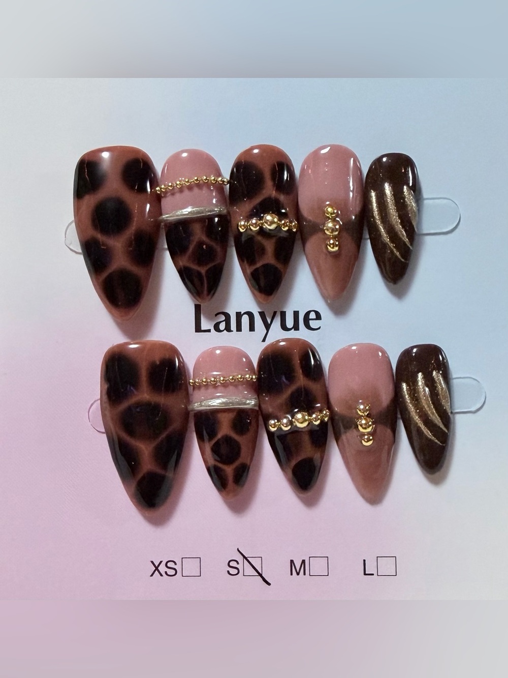 Leopard Print & Rose Brown Press-On Nail Set